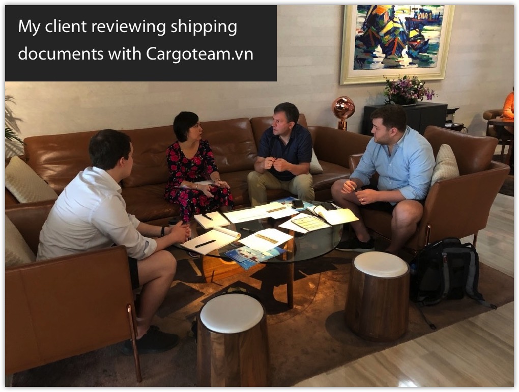 My client reviewing shippong documents with Cargoteam.vn